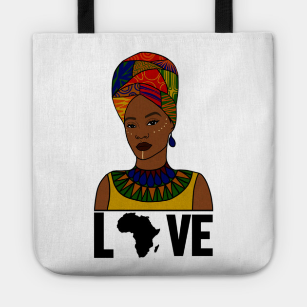 Love Africa, African Woman, Black Pride Tote by logiamerch