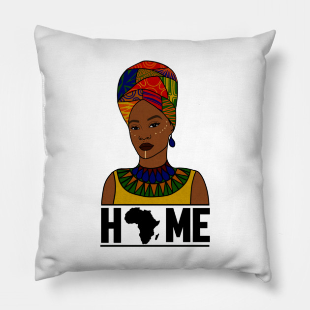 Home Africa, Love Africa, African Woman, Black Pride Pillow by logiamerch