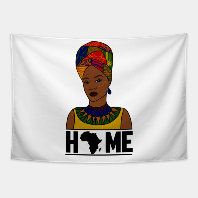 Home Africa, Love Africa, African Woman, Black Pride Tapestry by logiamerch
