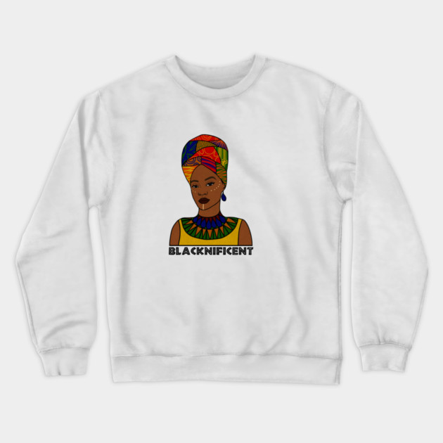 Black is Magnificent, Black Pride, Afro Woman Crewneck Sweatshirt by logiamerch