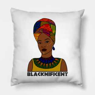 Black is Magnificent, Black Pride, Afro Woman Pillow