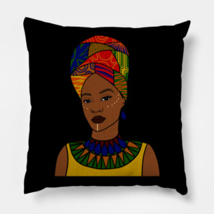 Beautiful Afro African Woman, Black Pride Pillow
