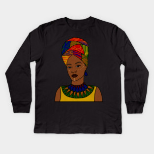 Beautiful Afro African Woman, Black Pride Kids Long Sleeve T-Shirt