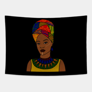 Beautiful Afro African Woman, Black Pride Tapestry