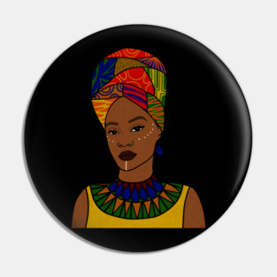Beautiful Afro African Woman, Black Pride Pin