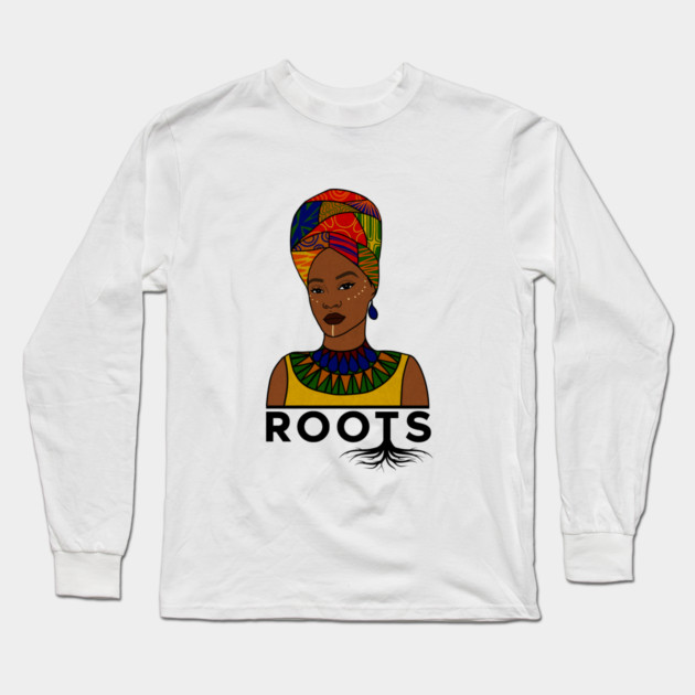 African Roots, Afro Woman, Black Pride Long Sleeve T-Shirt by logiamerch