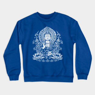 Siddhartha Gautama Buddha - White Halftone Crewneck Sweatshirt