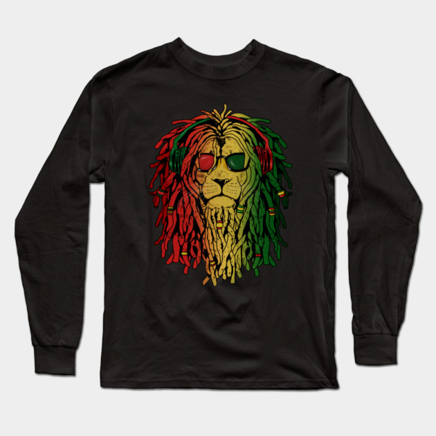 Rasta lion, African Style, Rastafarian, Jamaica Long Sleeve T-Shirt by logiamerch