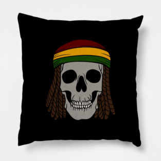 Rasta Skull with Dreadlocks, Rastafarian, Jamaica Pillow