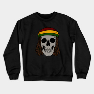 Rasta Skull with Dreadlocks, Rastafarian, Jamaica Crewneck Sweatshirt