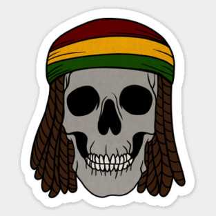 Rasta Skull with Dreadlocks, Rastafarian, Jamaica Sticker