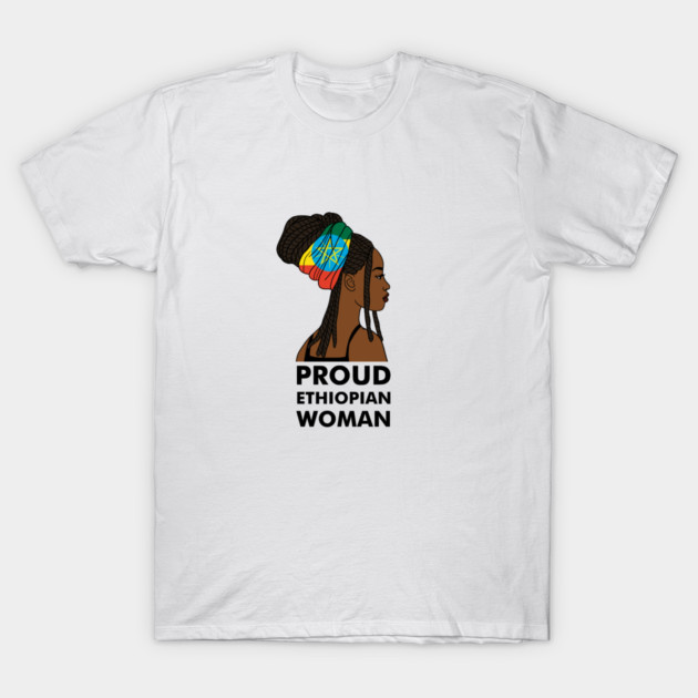 Proud Ethiopian Woman, Ethiopia Flag, Afro African T-Shirt by logiamerch