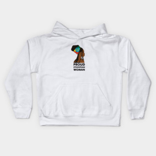 Proud Ethiopian Woman, Ethiopia Flag, Afro African Kids Hoodie
