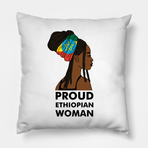 Proud Ethiopian Woman, Ethiopia Flag, Afro African Pillow by logiamerch