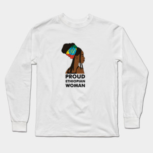 Proud Ethiopian Woman, Ethiopia Flag, Afro African Long Sleeve T-Shirt