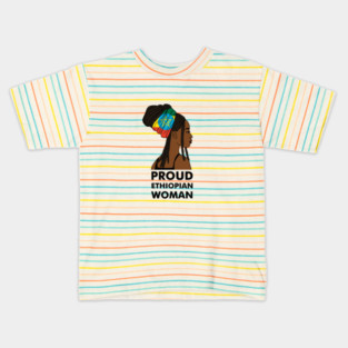 Proud Ethiopian Woman, Ethiopia Flag, Afro African Kids T-Shirt