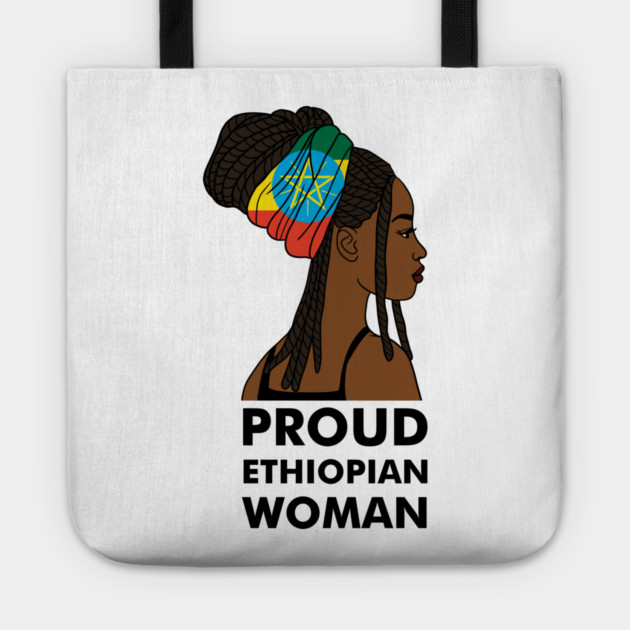 Proud Ethiopian Woman, Ethiopia Flag, Afro African Tote by logiamerch