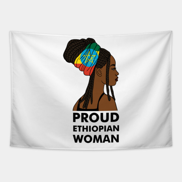 Proud Ethiopian Woman, Ethiopia Flag, Afro African Tapestry by logiamerch