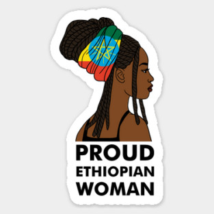 Proud Ethiopian Woman, Ethiopia Flag, Afro African Sticker