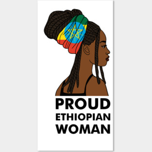 Proud Ethiopian Woman, Ethiopia Flag, Afro African Posters and Art