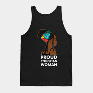 Proud Ethiopian Woman, Ethiopia Flag, Afro African Tank Top