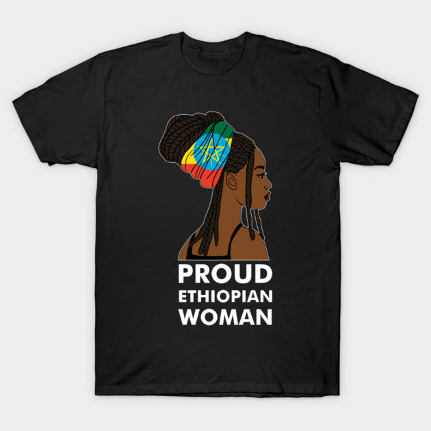 Proud Ethiopian Woman, Ethiopia Flag, Afro African T-Shirt by logiamerch