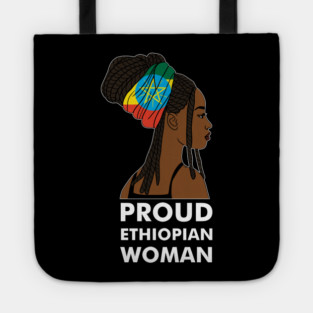 Proud Ethiopian Woman, Ethiopia Flag, Afro African Tote
