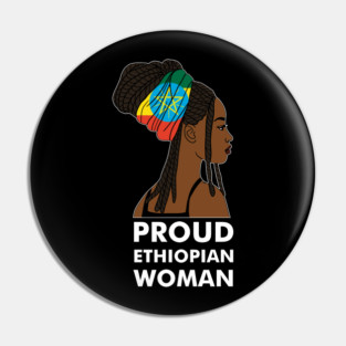 Proud Ethiopian Woman, Ethiopia Flag, Afro African Pin