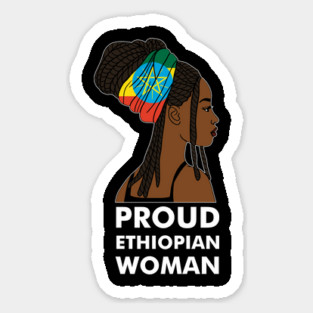 Proud Ethiopian Woman, Ethiopia Flag, Afro African Sticker