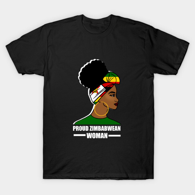 Proud Zimbabwean Woman, Zimbabwe Flag African T-Shirt by logiamerch