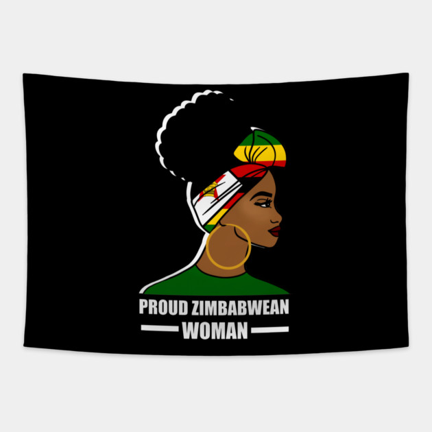 Proud Zimbabwean Woman, Zimbabwe Flag African Tapestry by logiamerch