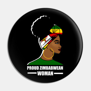 Proud Zimbabwean Woman, Zimbabwe Flag African Pin