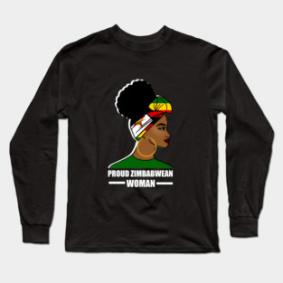 Proud Zimbabwean Woman, Zimbabwe Flag African Long Sleeve T-Shirt