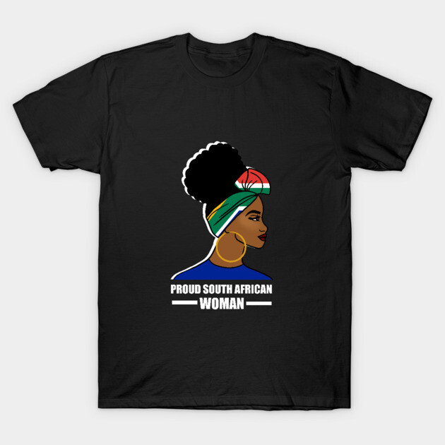Proud South African Woman, South Africa Flag T-Shirt by logiamerch