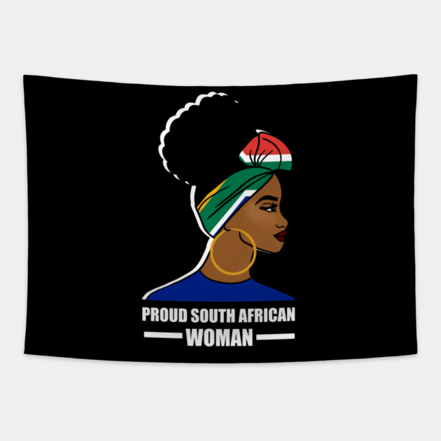 Proud South African Woman, South Africa Flag Tapestry by logiamerch