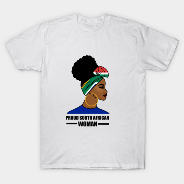 Proud South African Woman, South Africa Flag T-Shirt by logiamerch