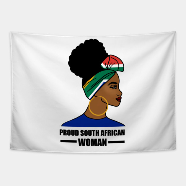 Proud South African Woman, South Africa Flag Tapestry by logiamerch