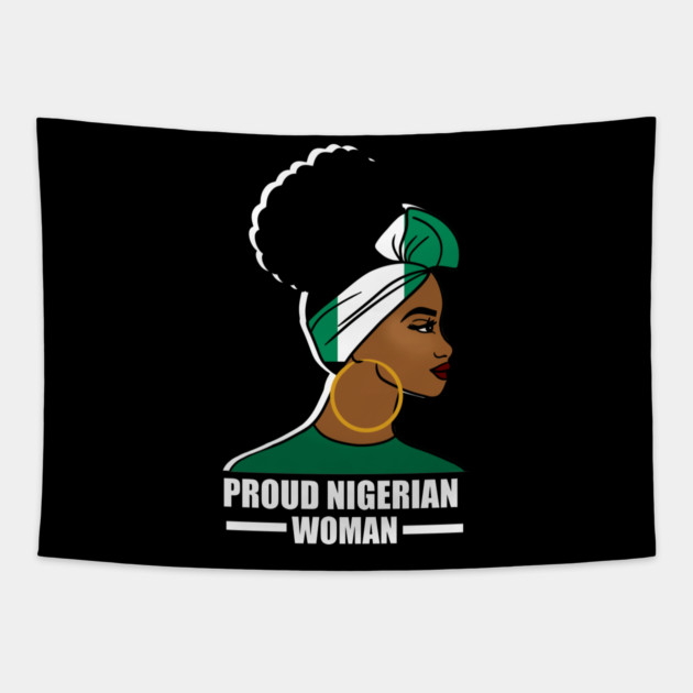 Proud Nigerian Woman, Nigeria Flag African Tapestry by logiamerch