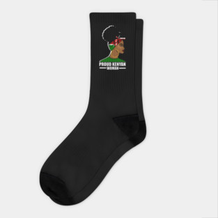 Proud Kenyan Woman, Kenya Flag, Afro African Socks