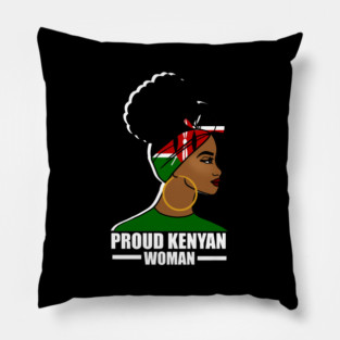 Proud Kenyan Woman, Kenya Flag, Afro African Pillow