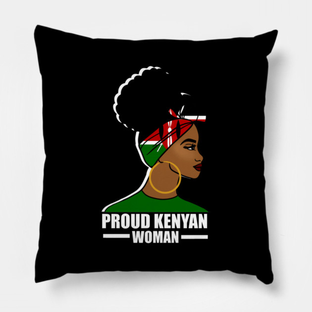 Proud Kenyan Woman, Kenya Flag, Afro African Pillow by logiamerch
