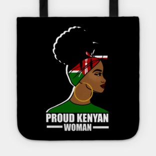 Proud Kenyan Woman, Kenya Flag, Afro African Tote