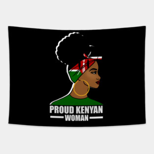 Proud Kenyan Woman, Kenya Flag, Afro African Tapestry