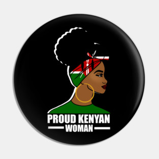 Proud Kenyan Woman, Kenya Flag, Afro African Pin