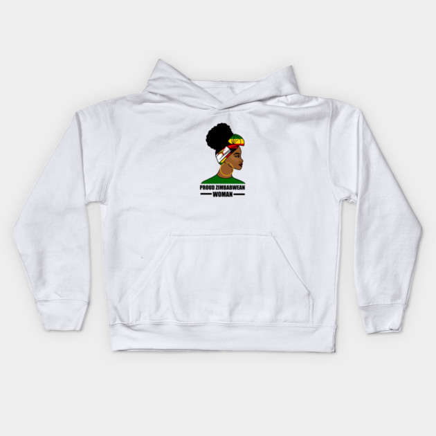 Proud Zimbabwean Woman, Zimbabwe Flag African Kids Hoodie by logiamerch