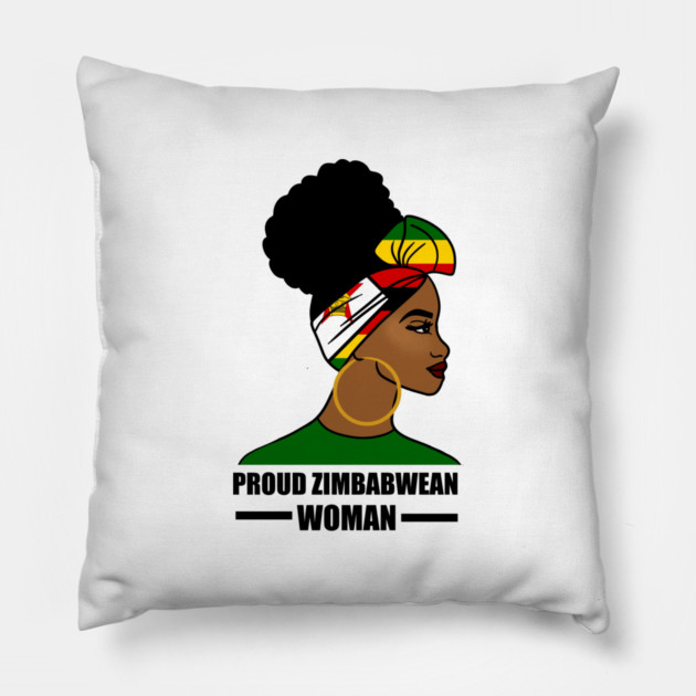 Proud Zimbabwean Woman, Zimbabwe Flag African Pillow by logiamerch