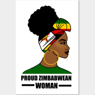Proud Zimbabwean Woman, Zimbabwe Flag African Posters and Art