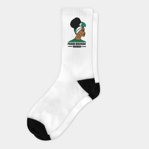 Proud Nigerian Woman, Nigeria Flag African Socks by logiamerch