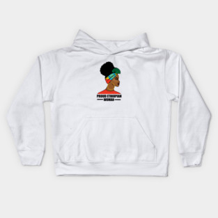 Proud Ethiopian Woman, Ethiopia Flag, Afro African Kids Hoodie