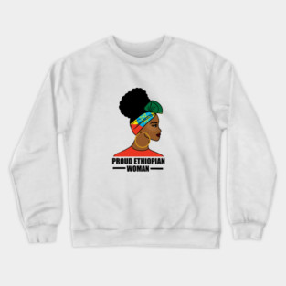 Proud Ethiopian Woman, Ethiopia Flag, Afro African Crewneck Sweatshirt